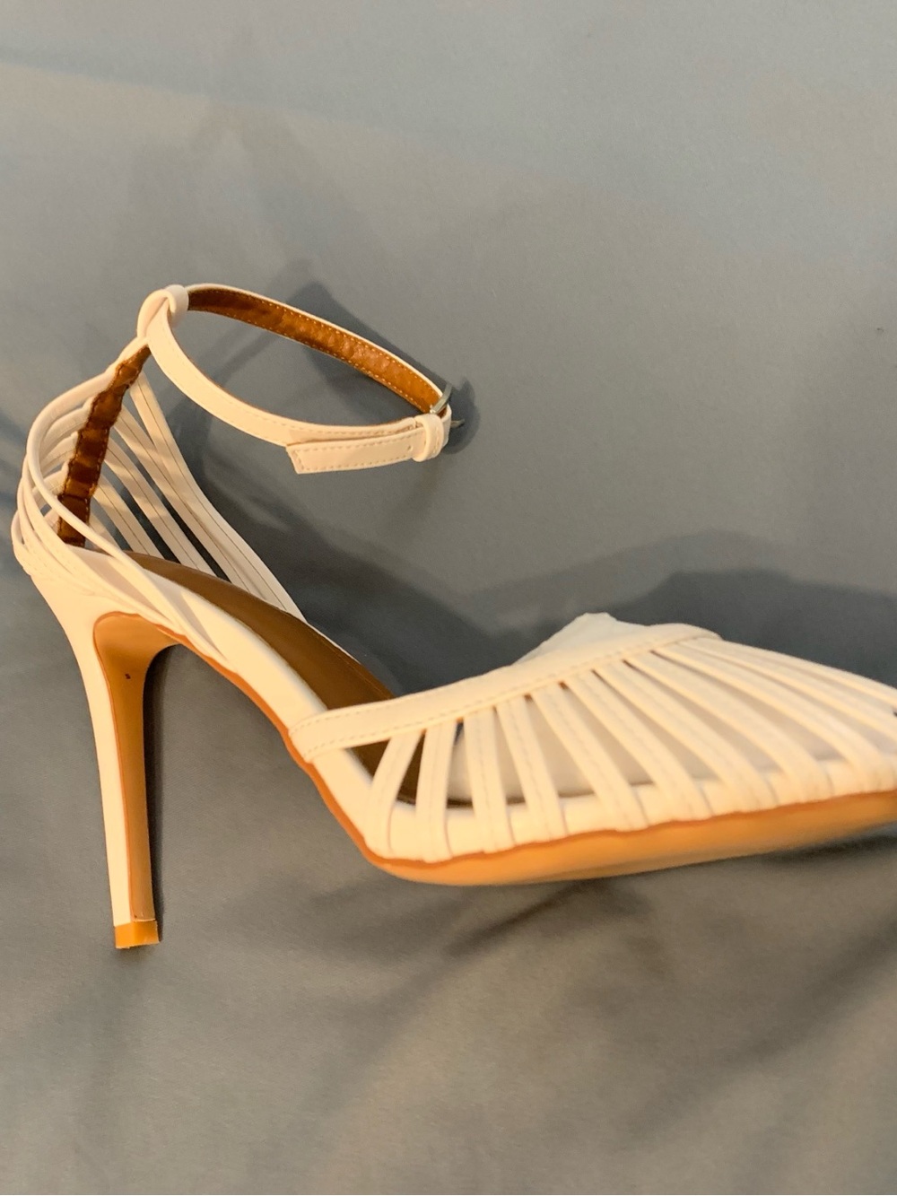 Brand New White Strappy High Heel Sandals with Ankle Strap